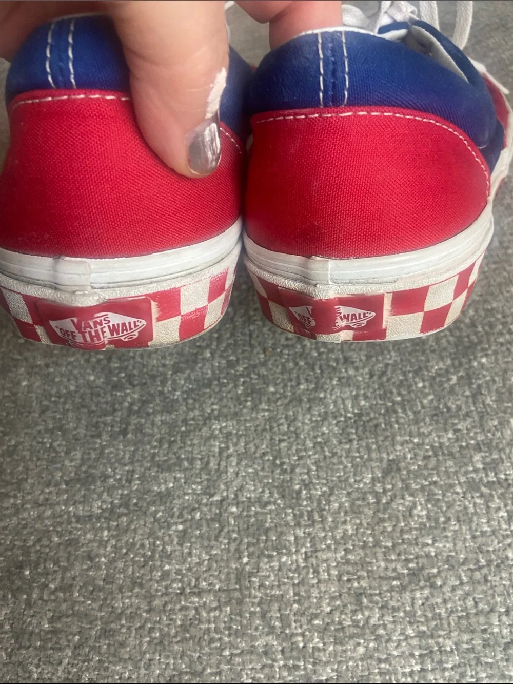 Vans Two-Tone Red and Blue Low-Top Canvas Sneakers Men’s size 10